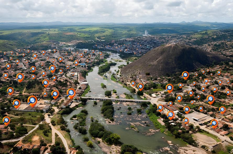 Vista aérea de Nanuque ao pôr do sol